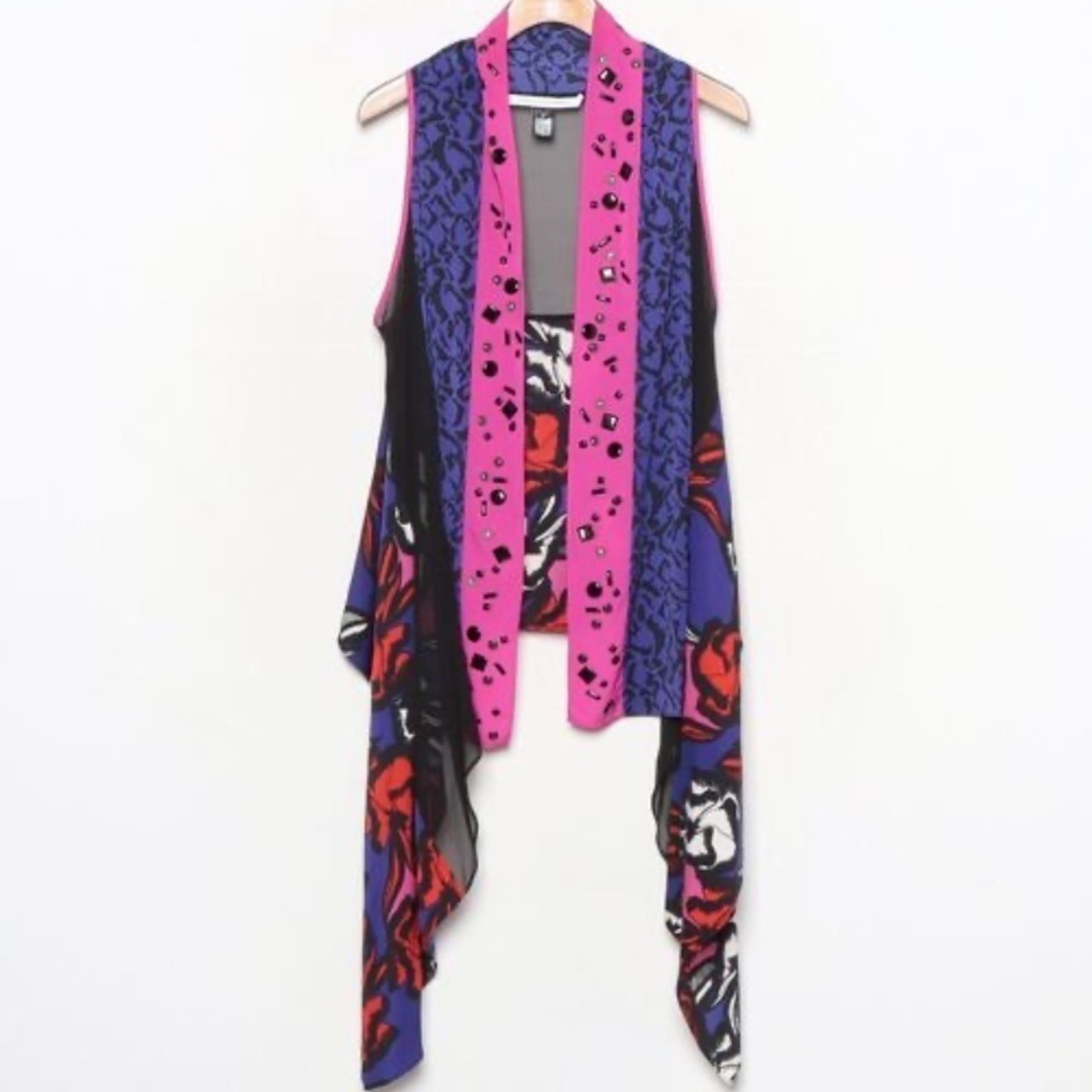 DVF • Long Serape silk-chiffon vest